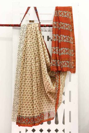Block Printed Chanderi Silk Saree (SR 1629)