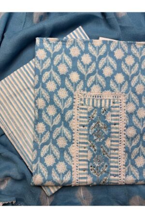 Cotton Salwar Suit with Chiffon Bandhini Dupatta